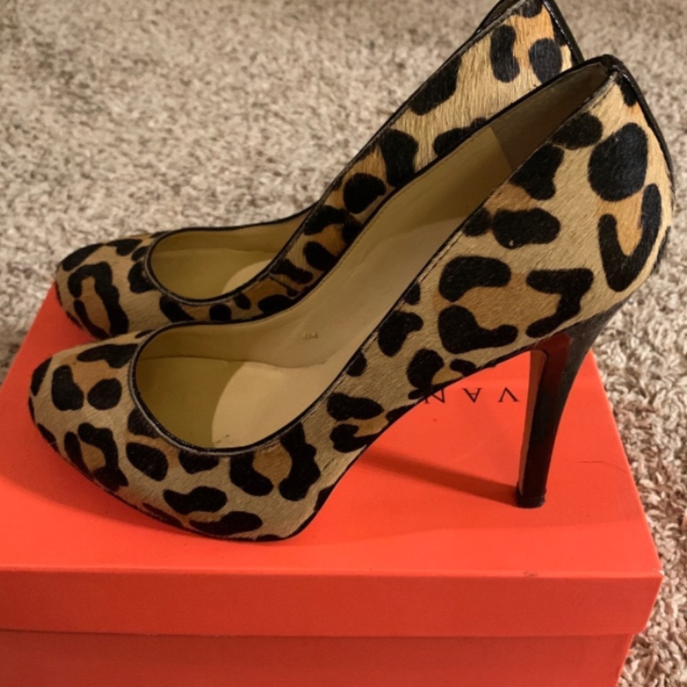 Ivanka Trump leopard calf hair pump